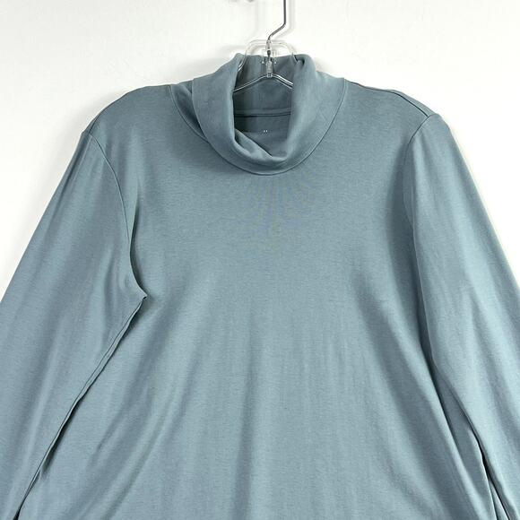 J Jill Long Sleeve Perfect Pima Turtleneck Tunic Pockets Blue Womens Medium - Picture 2 of 12